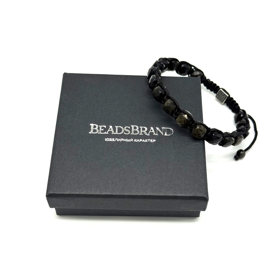 картинка Мужской браслет шамбала Обсидиан от магазина Beadsbrand