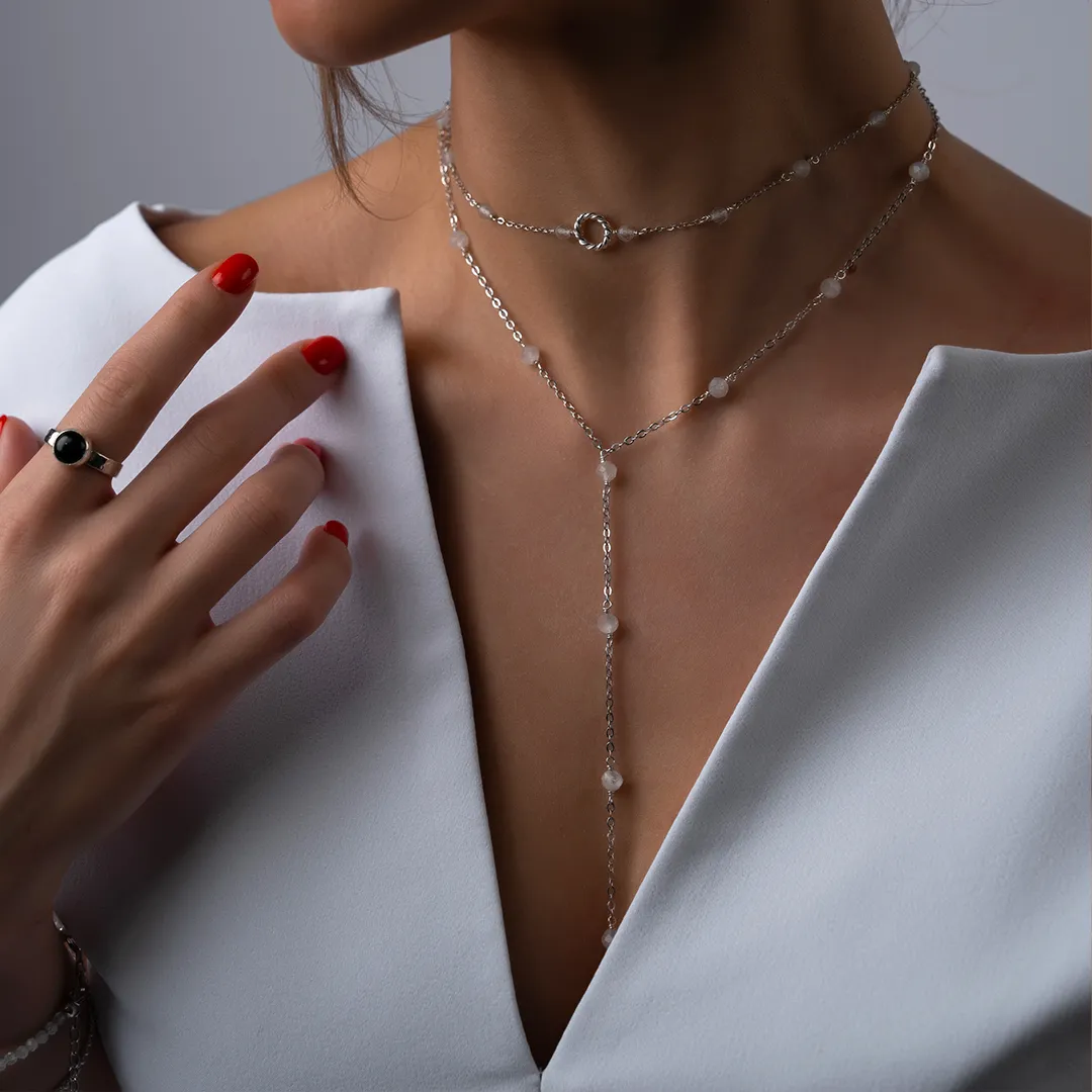 картинка Женский комплект украшений из лунного камня от магазина Beadsbrand