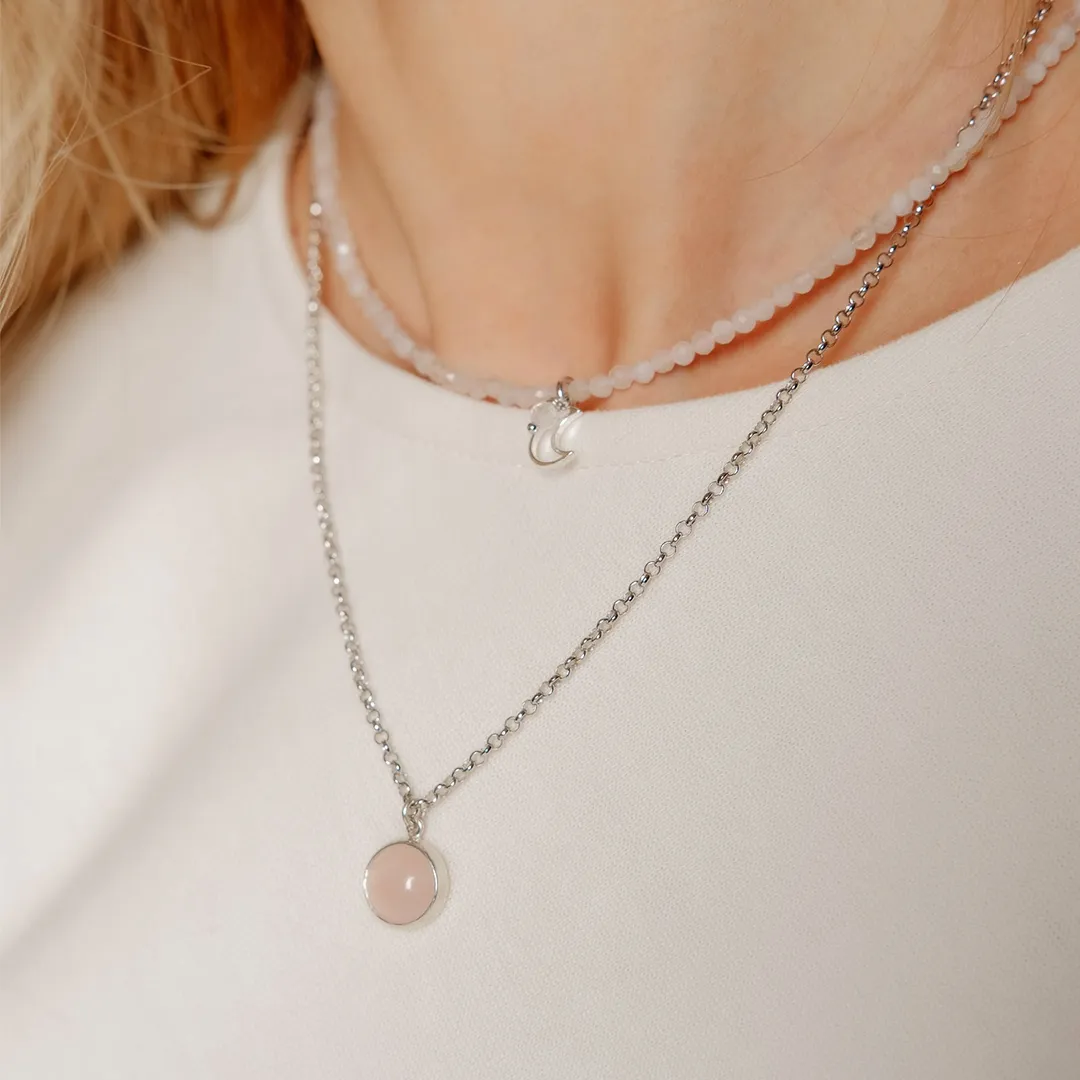 картинка Женская подвеска с натуральным камнем Розовый кварц от магазина Beadsbrand