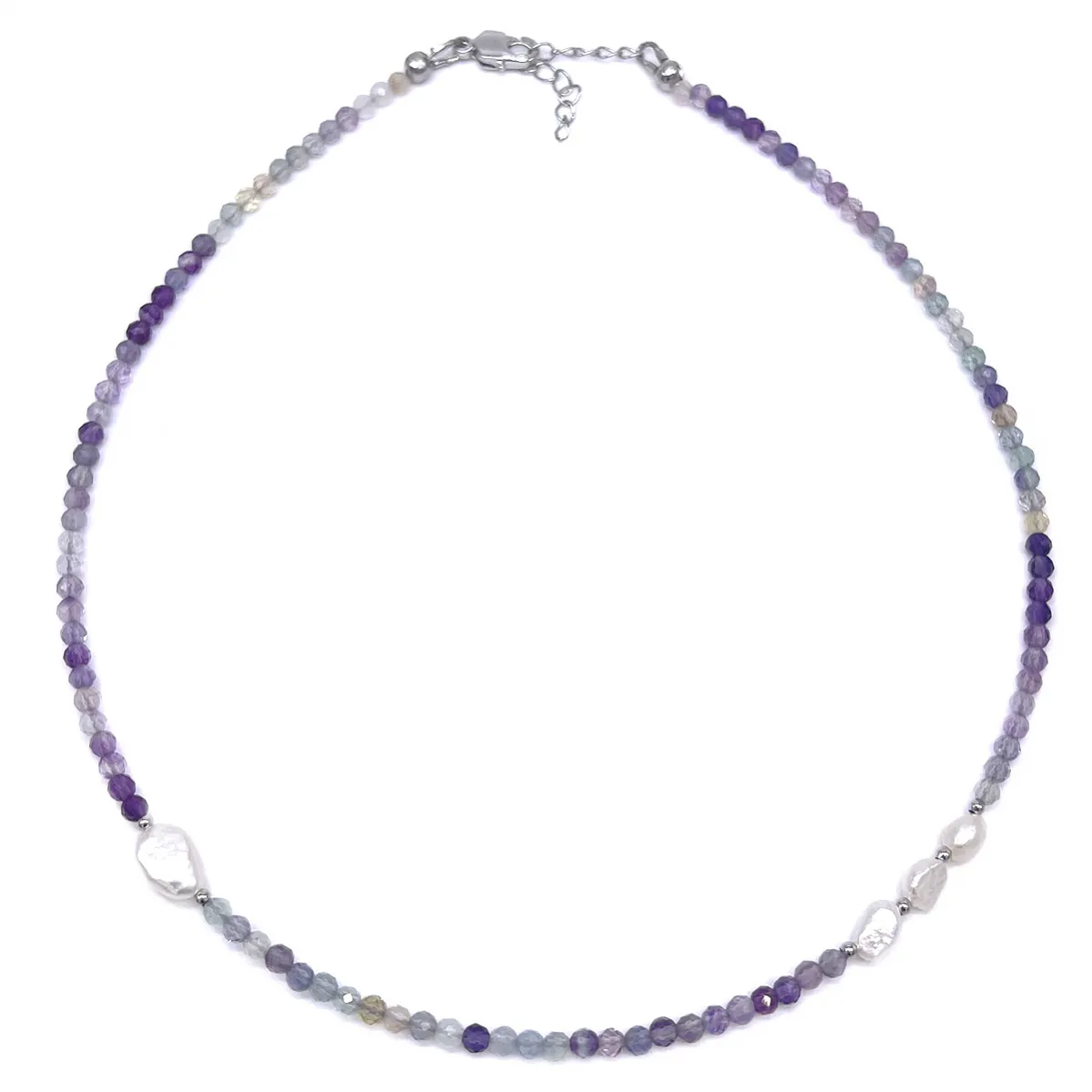 картинка Женский чокер из флюорита и жемчуга от магазина Beadsbrand