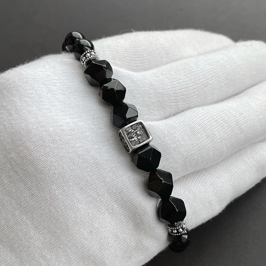 картинка Мужской браслет шамбала "Хвала Богородице" агат от магазина Beadsbrand
