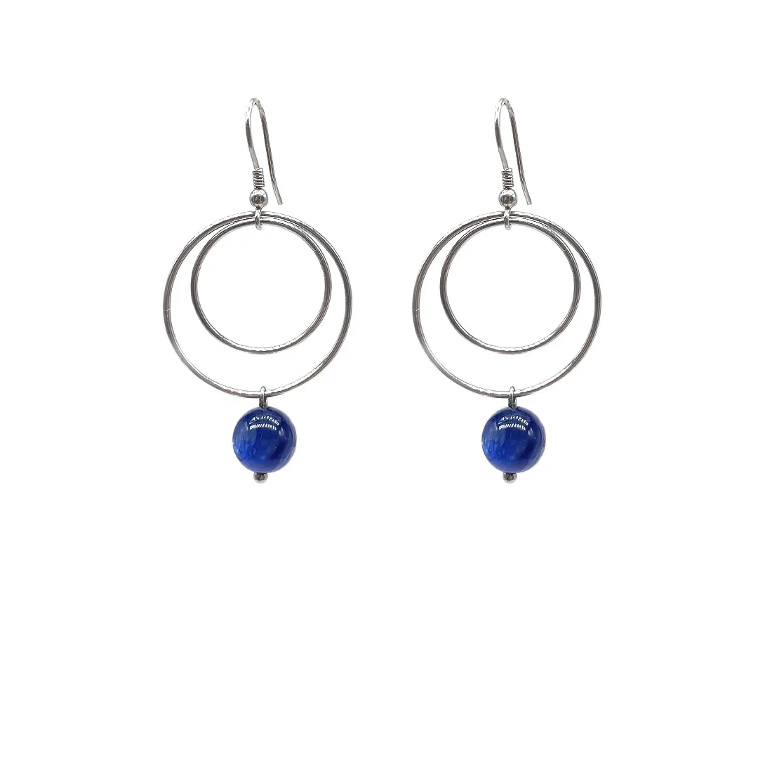 картинка Женские серьги круги с  кианитом от магазина Beadsbrand