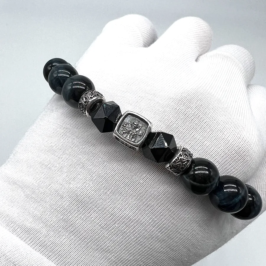 картинка Мужской браслет "Деисус" соколиный глаз от магазина Beadsbrand