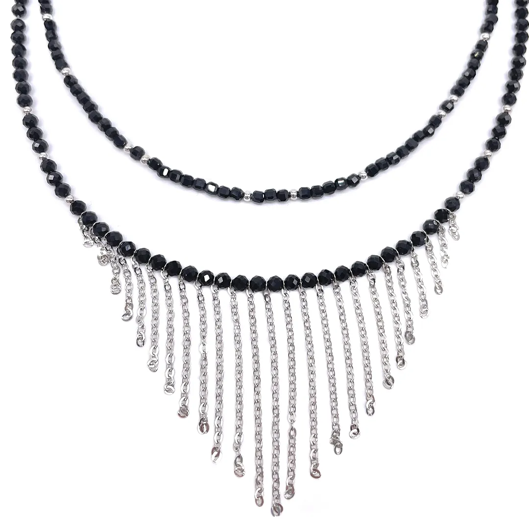 картинка Женский комплект чокеров из черной шпинели от магазина Beadsbrand