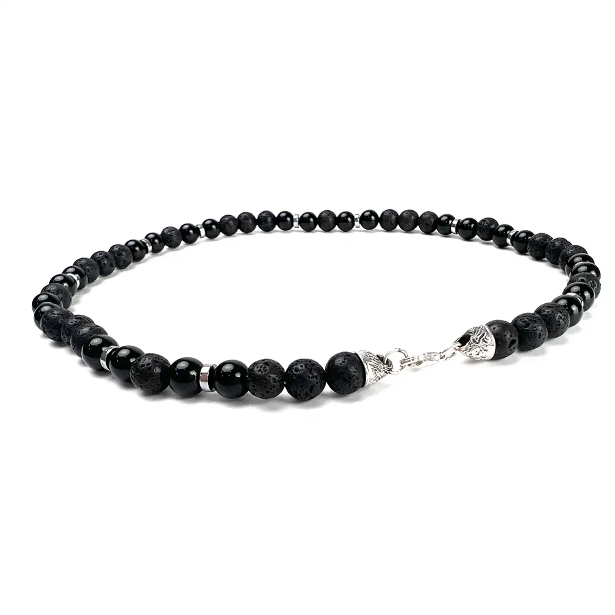 картинка Мужской чокер Агат, Вулканическая лава, гематит от магазина Beadsbrand