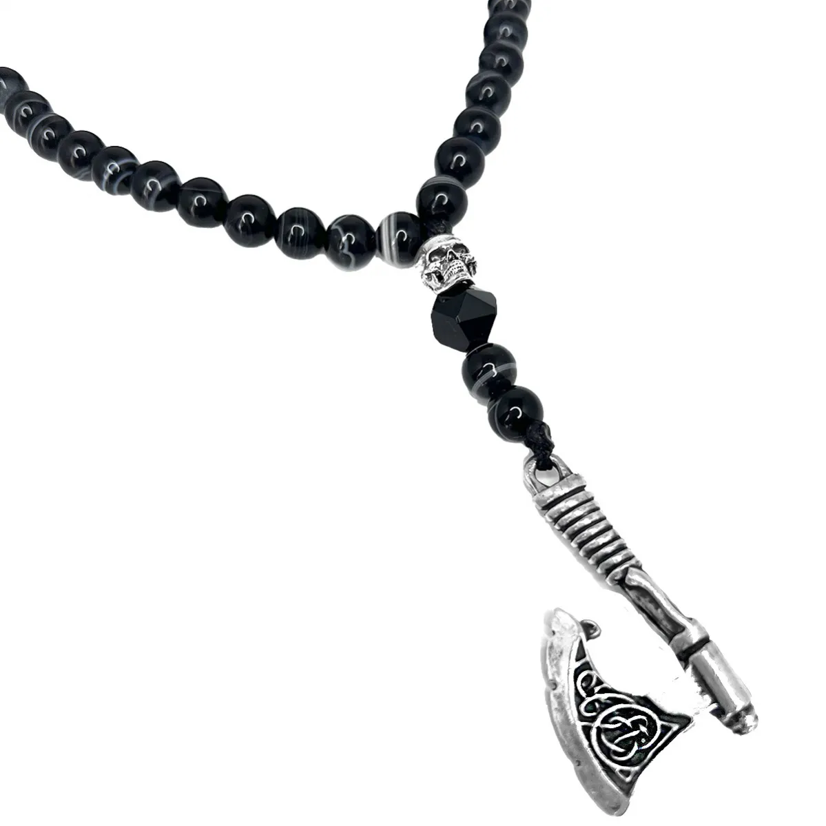 картинка Мужские бусы из черного оникса Секира от магазина Beadsbrand