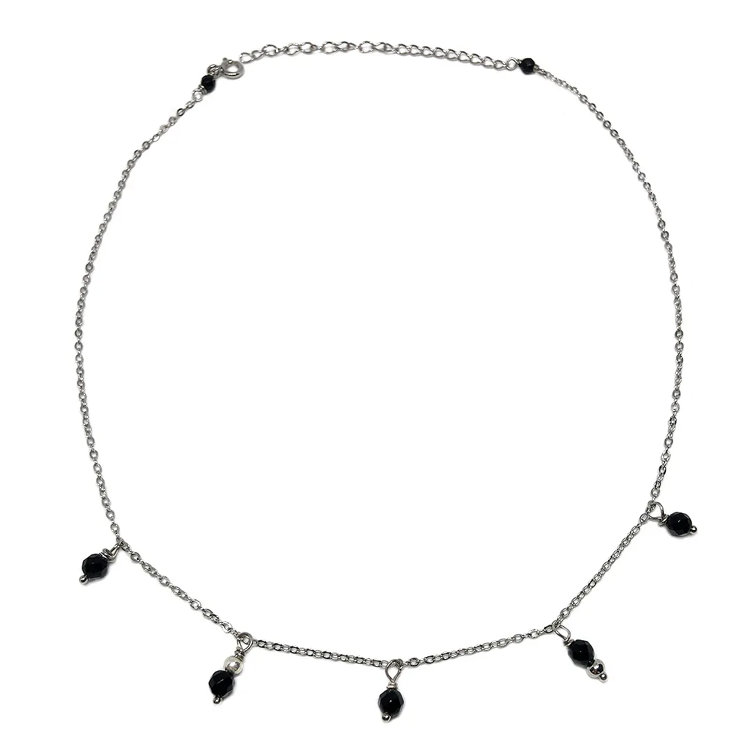 картинка Женская цепочка-чокер с черным агатом от магазина Beadsbrand