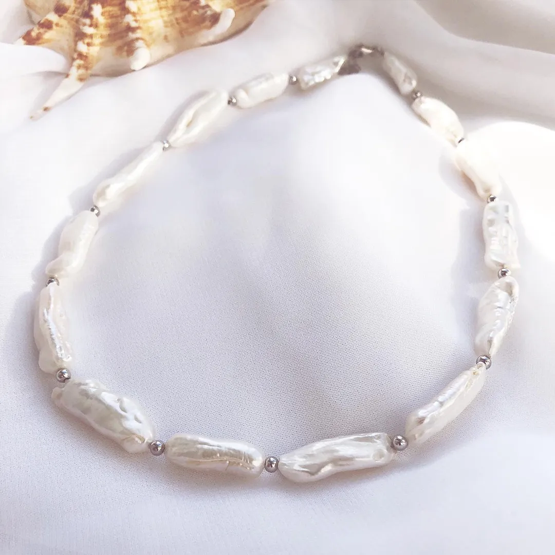 картинка Женский чокер из натурального жемчуга Бива Белый от магазина Beadsbrand