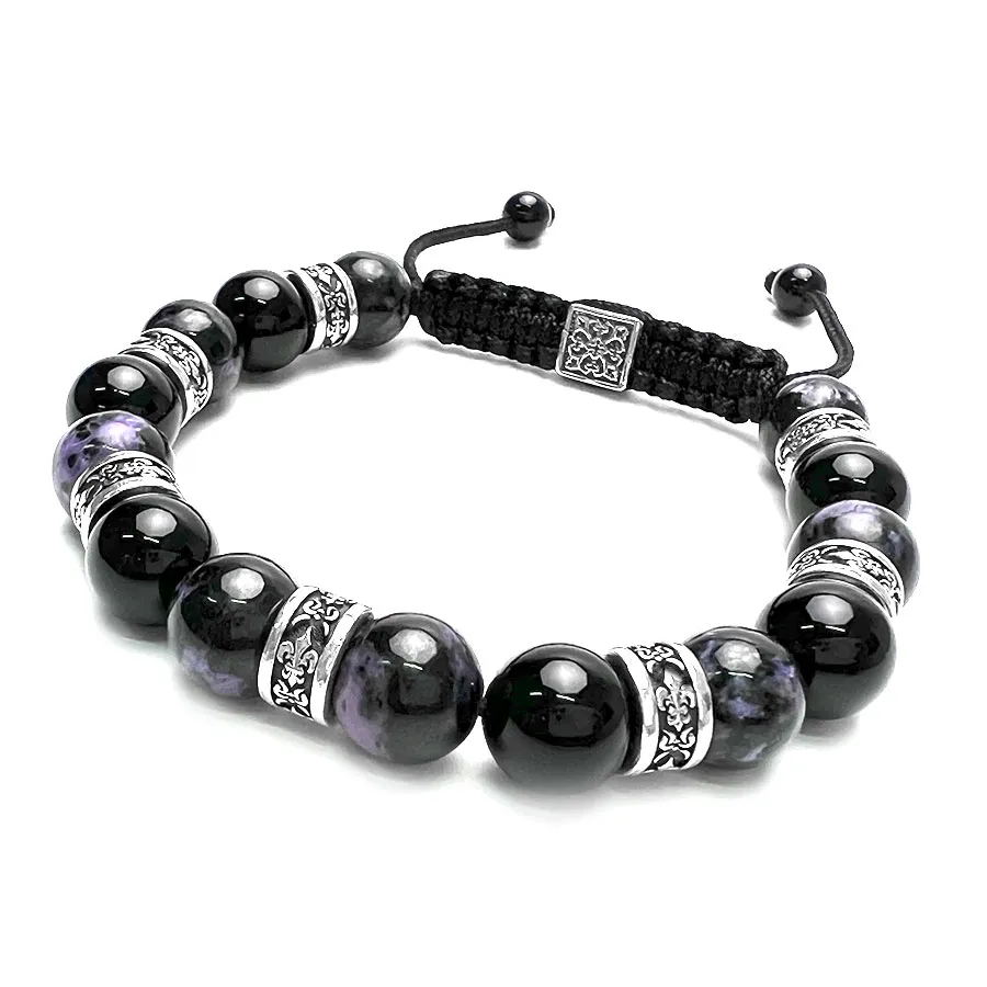 картинка Мужской браслет Чароит и Агат от магазина Beadsbrand