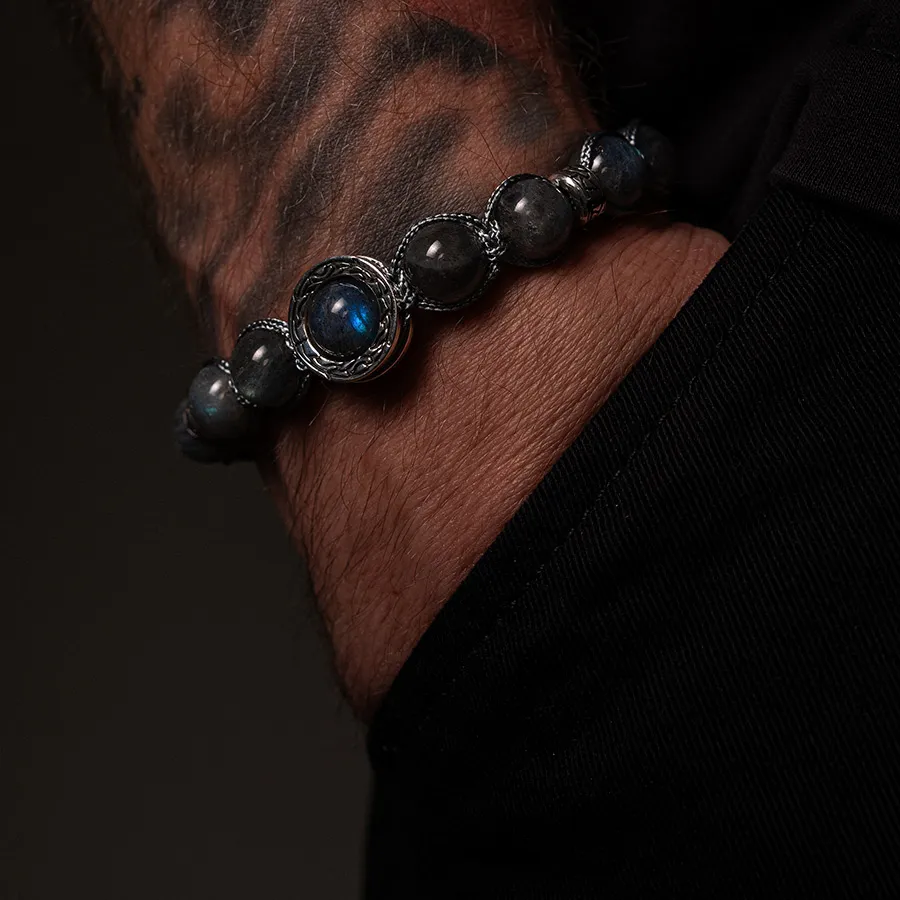 картинка Мужской браслет Лабрадорит разлом от магазина Beadsbrand