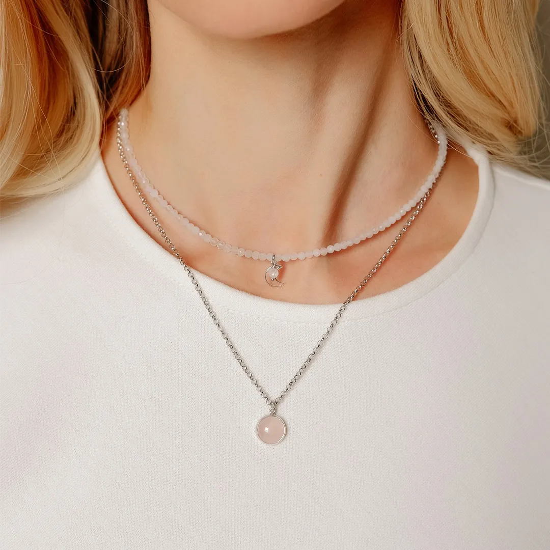картинка Женская подвеска с натуральным камнем Розовый кварц от магазина Beadsbrand