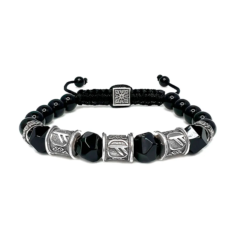 картинка Мужской браслет с рунами Материальное благополучие от магазина Beadsbrand