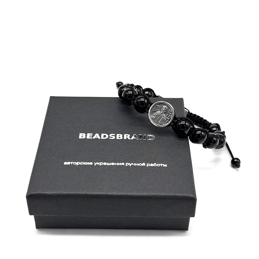картинка Мужской браслет Николай Чудотворец агат от магазина Beadsbrand