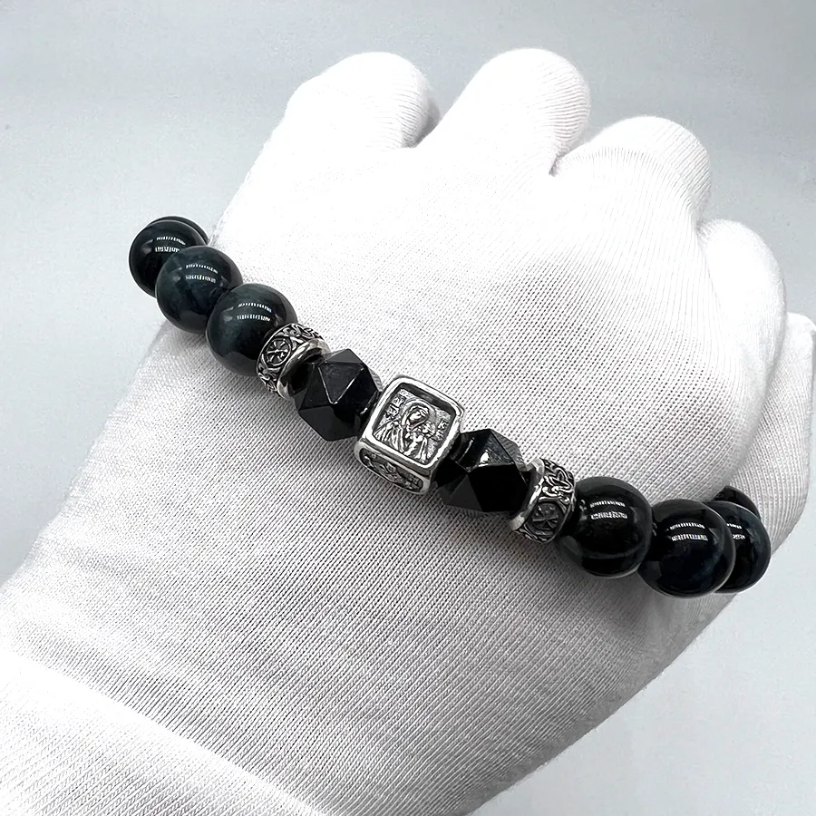 картинка Мужской браслет "Деисус" соколиный глаз от магазина Beadsbrand