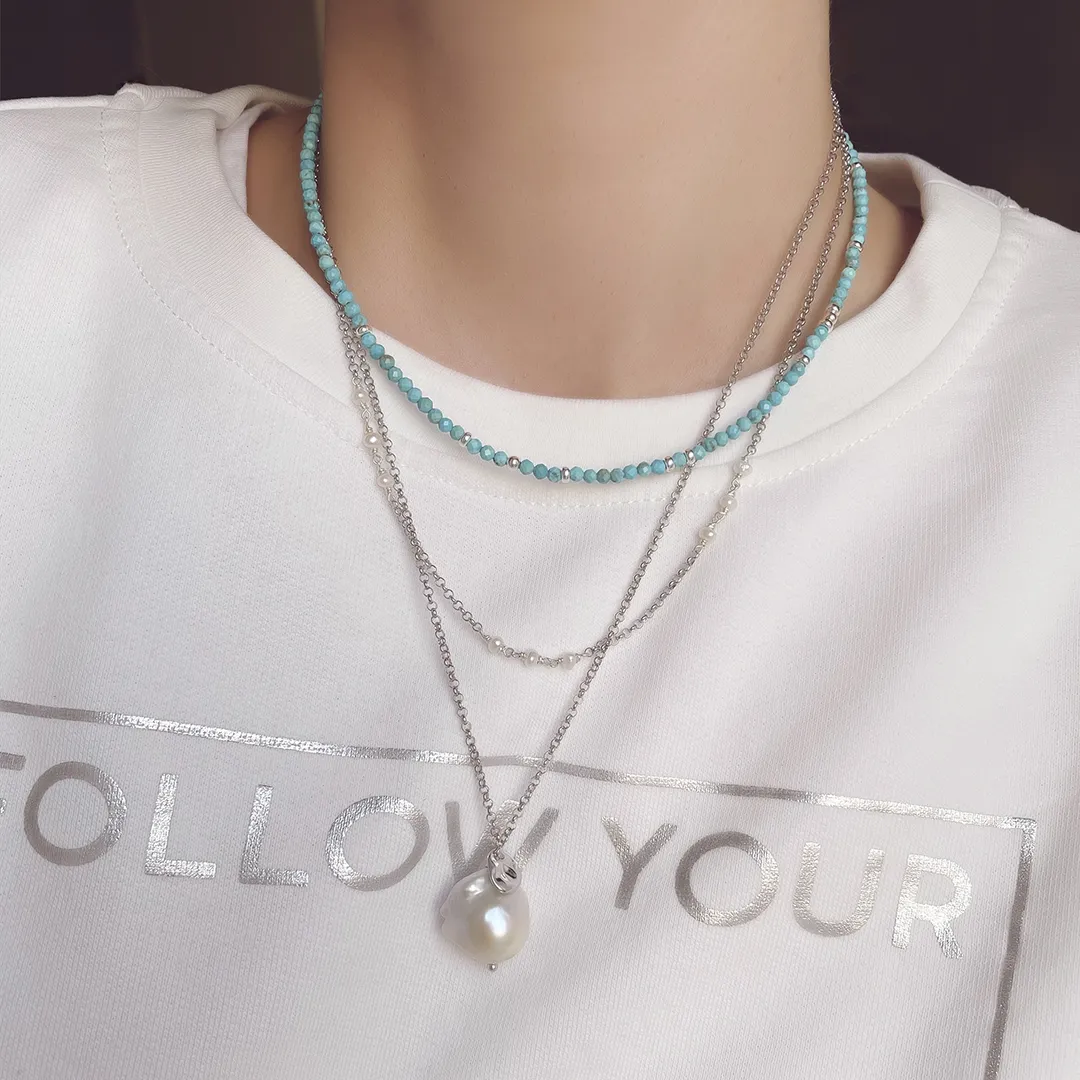 картинка Женский комплект из жемчуга и турквенита от магазина Beadsbrand