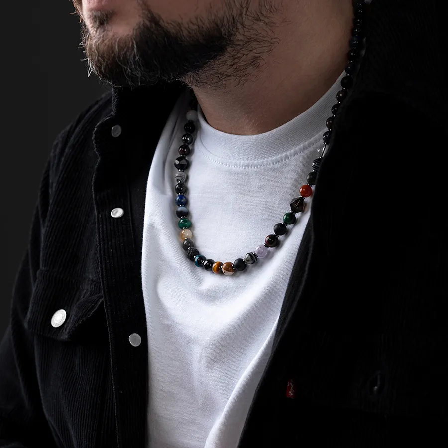 картинка Мужские бусы из натуральных камней и серебра от магазина Beadsbrand