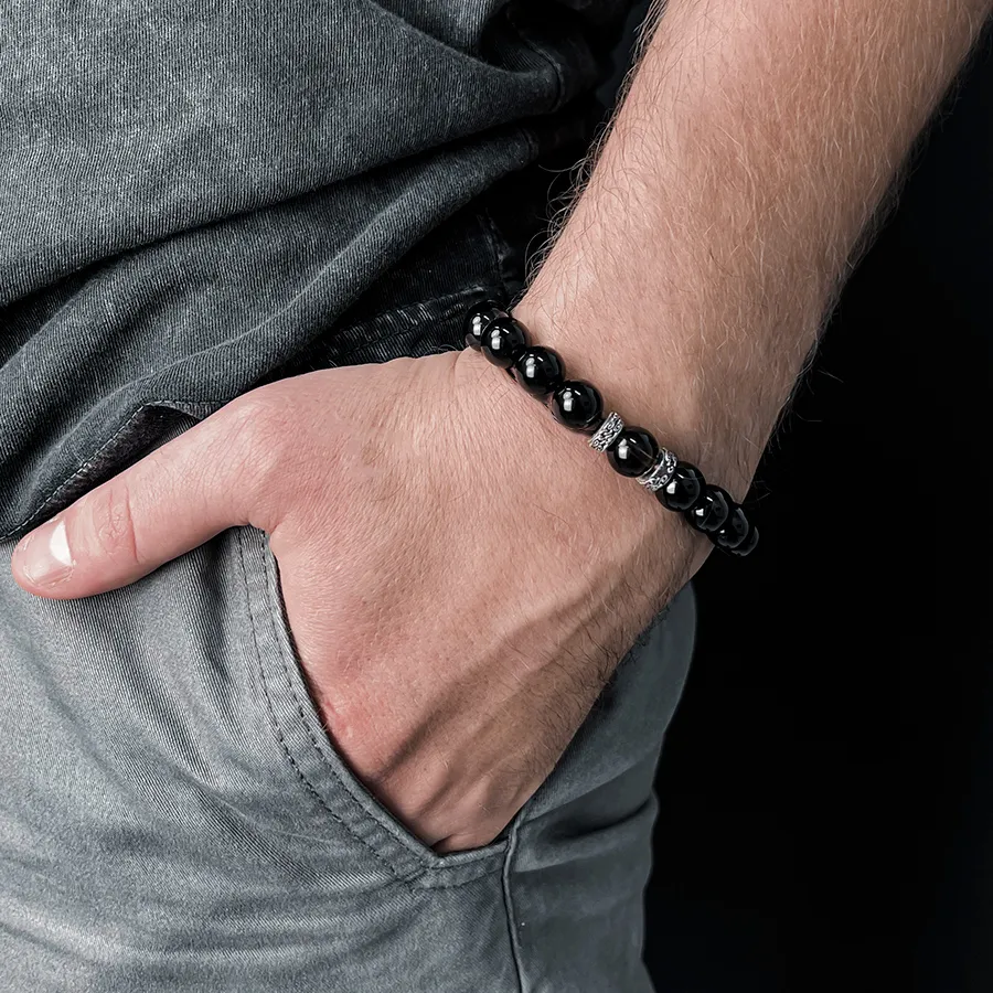 картинка Мужской браслет Шамбала Агат и Раухтопаз от магазина Beadsbrand