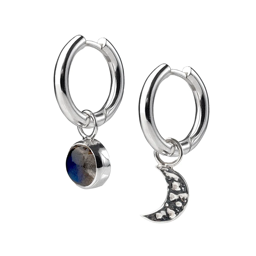 картинка Женские серьги-кольца с лабрадором и луной от магазина Beadsbrand