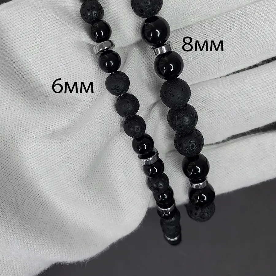 картинка Мужской чокер Агат, Вулканическая лава, гематит от магазина Beadsbrand