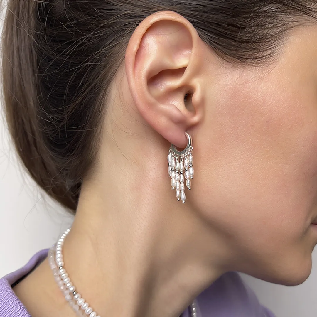 картинка Женские серьги с бахромой из жемчуга от магазина Beadsbrand
