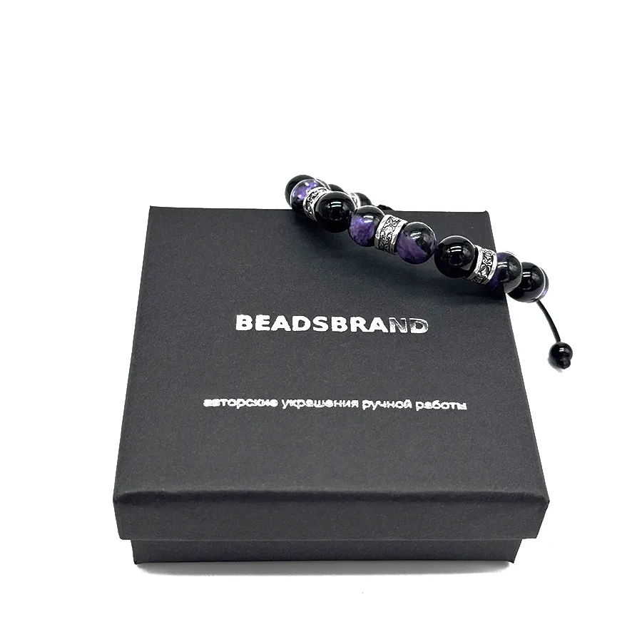 картинка Мужской браслет Чароит и Агат от магазина Beadsbrand